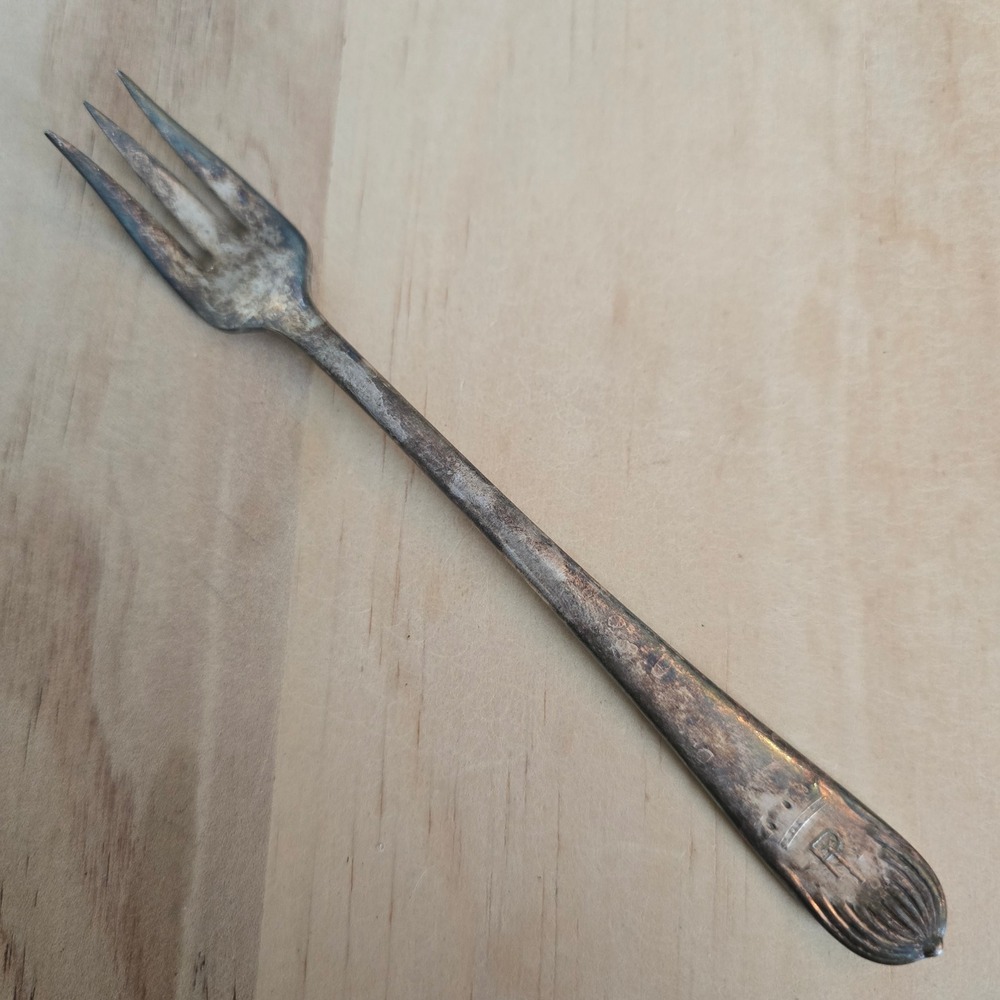 Antique Silver Plated Serving Fork‎ Monogrammed FR Crown mcglashan clarke co